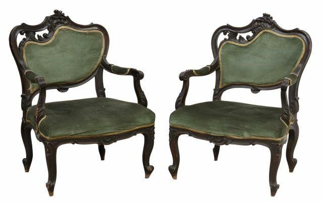 Appraisal: pair Italian Louis XV style armchairs early th c a