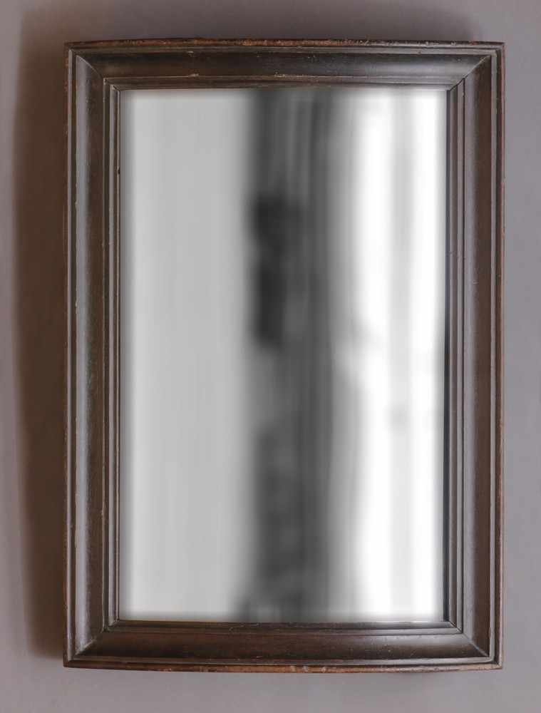 Appraisal: VICTORIAN WALNUT STORE SECURITY MIRROR The rectangular convex mirror plate