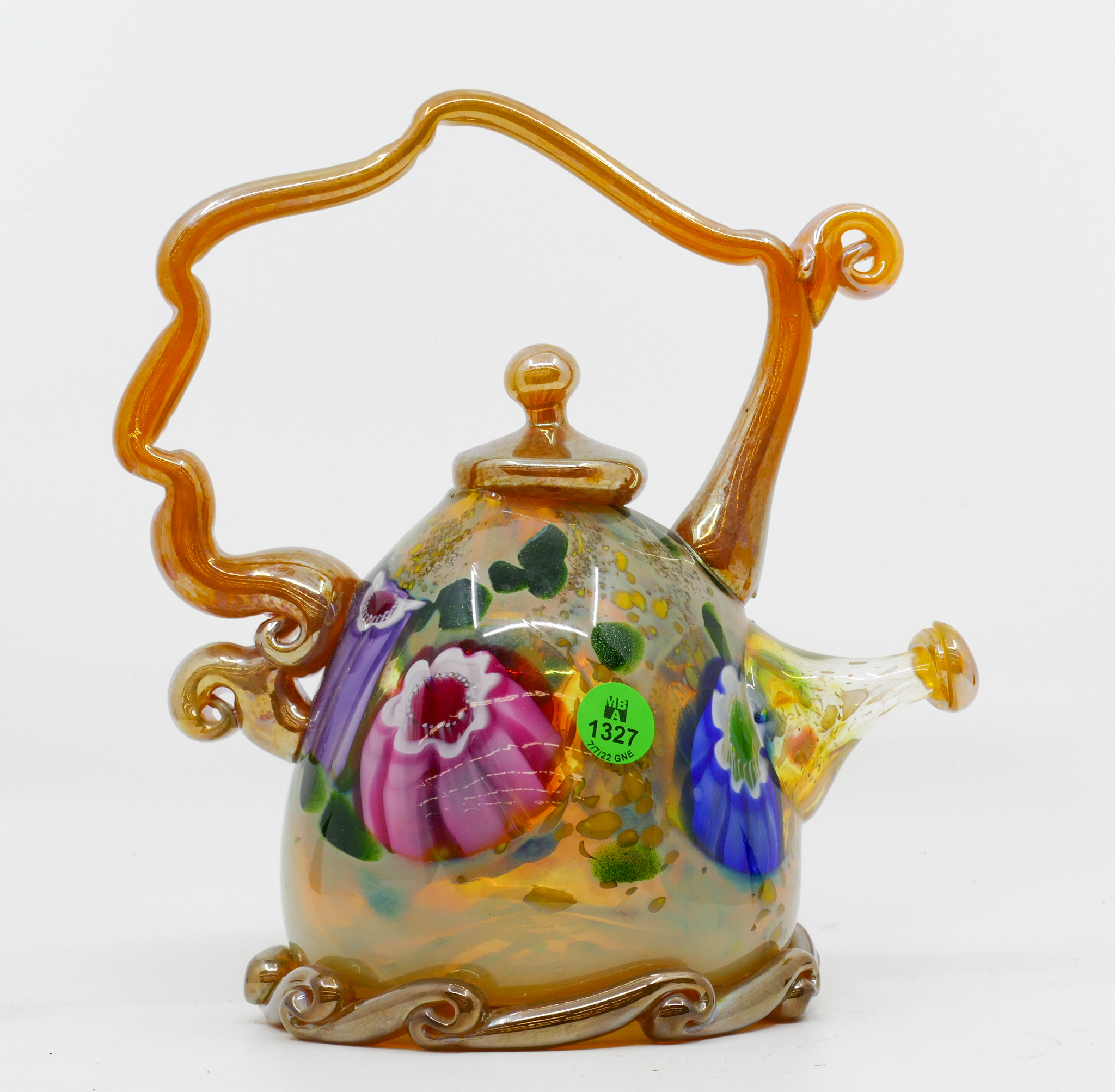 Appraisal: Paul Counts Studio Glass Murrine Teapot '' - Rooney Collection