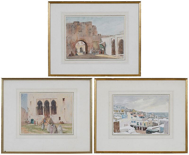 Appraisal: Martin Hardie British - Three Middle Eastern watercolors Fez titled