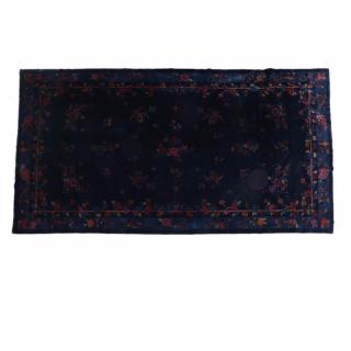 Appraisal: Art Deco Chinese Rug the dark blue field with floral