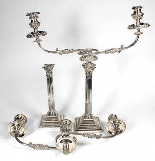 Appraisal: lot of Silver plate single light candlesticks lot of Silver