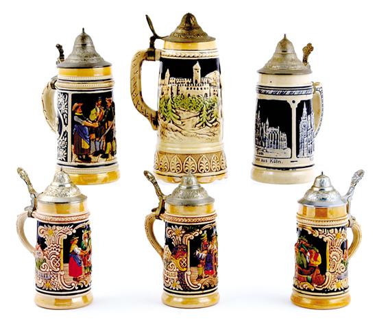 Appraisal: German stein collection musical stein H set of three H