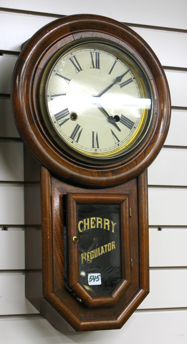 Appraisal: SMALL SCHOOLHOUSE REGULATOR WALL CLOCK American th century having a