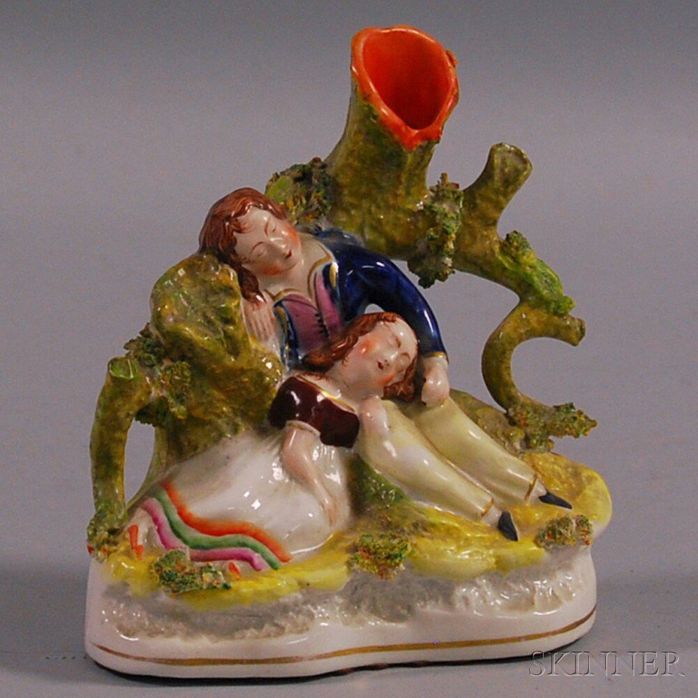 Appraisal: Staffordshire Figural Spill Vase early th century depicting a girl