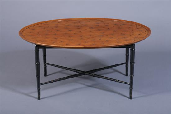 Appraisal: KITTINGER CARVED FRUITWOOD LOW TABLE ON STAND th century with