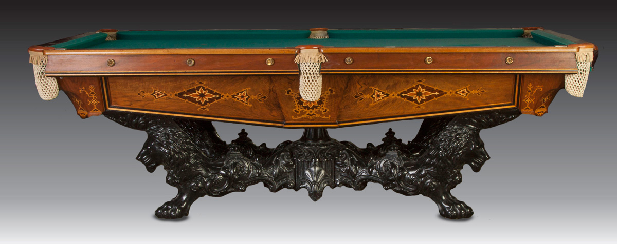 Appraisal: Brunswick Monarch Snooker Table th cent Inlaid rosewood walnut Cast