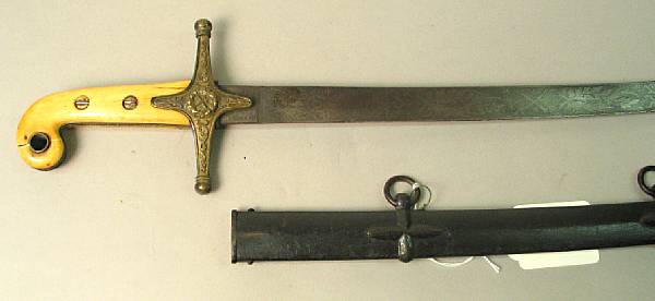 Appraisal: A British Pattern Mameluke-hilted general officers sword Slightly curved inch