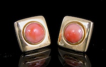 Appraisal: Retro Style Gold Coral Ladies' Ear Studs k yellow gold