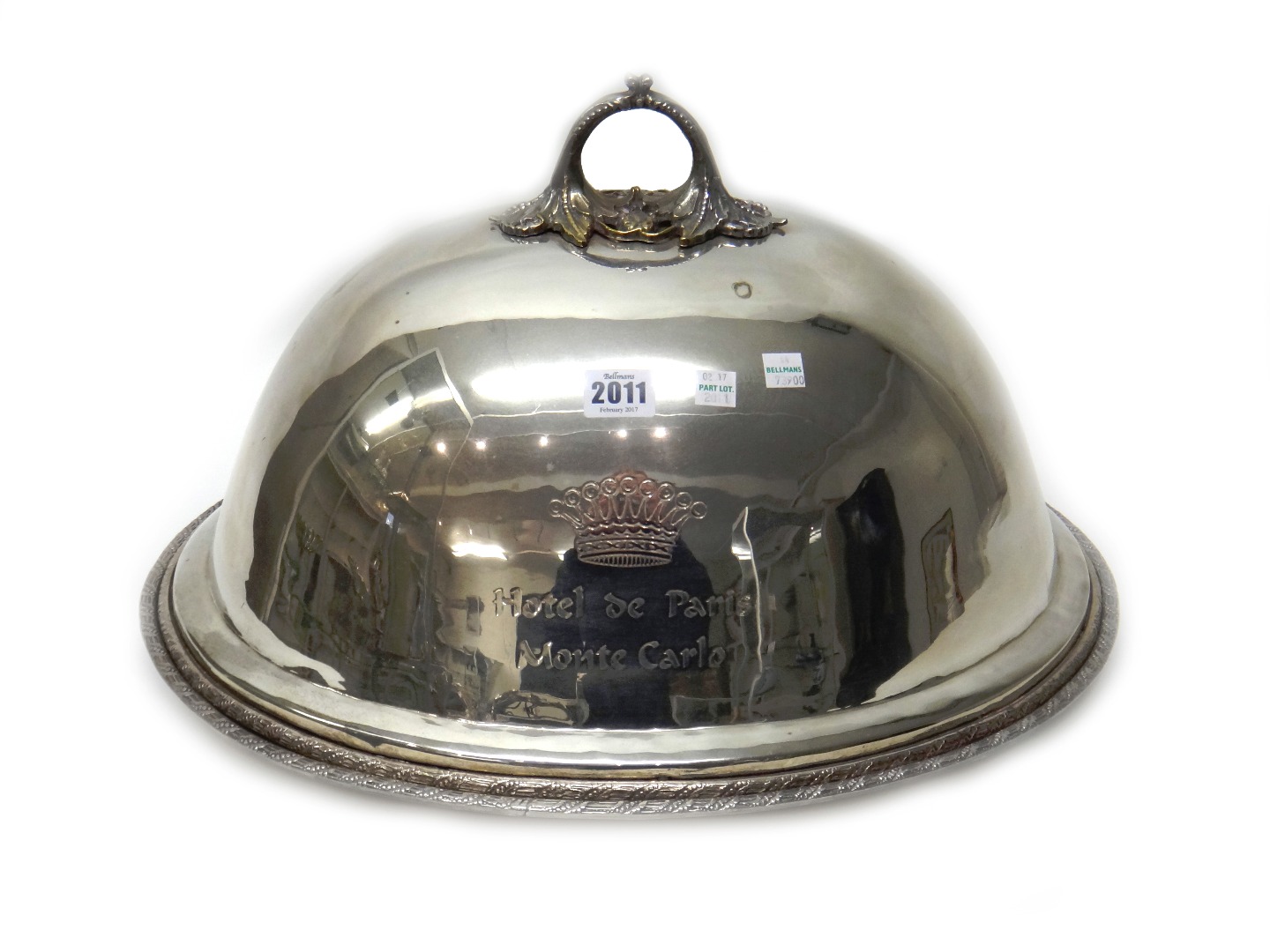 Appraisal: A plated oval meat dish and cover having decorated rims