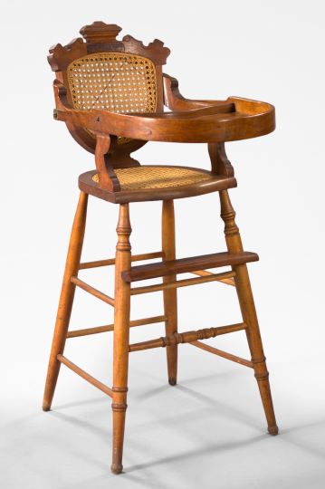 Appraisal: American Renaissance Revival Burled Walnut and Walnut High Chair fourth