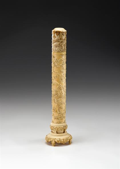 Appraisal: Fine and rare Chinese elephant ivory cylinder box th century