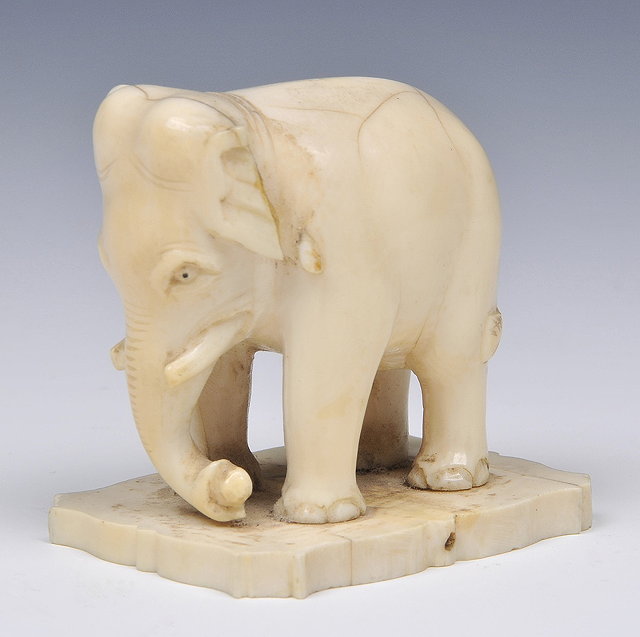 Appraisal: AN INDIAN IVORY CARVED ELEPHANT cm