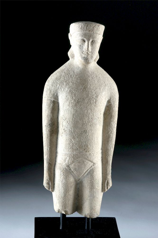 Appraisal: Greek Cypriot Limestone Figure - Standing Male Youth Ancient Greece