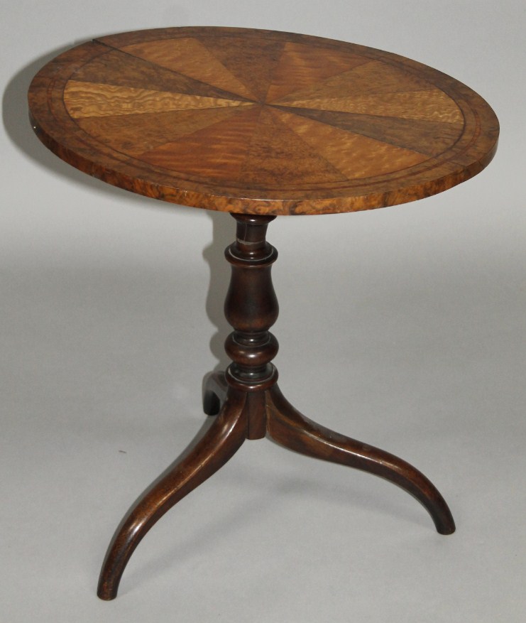 Appraisal: A mahogany tilt top specimen table the circular top inlaid