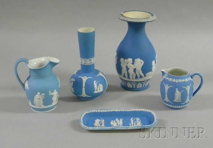 Appraisal: Five Wedgwood Light Blue Jasper Dip Items two jugs a