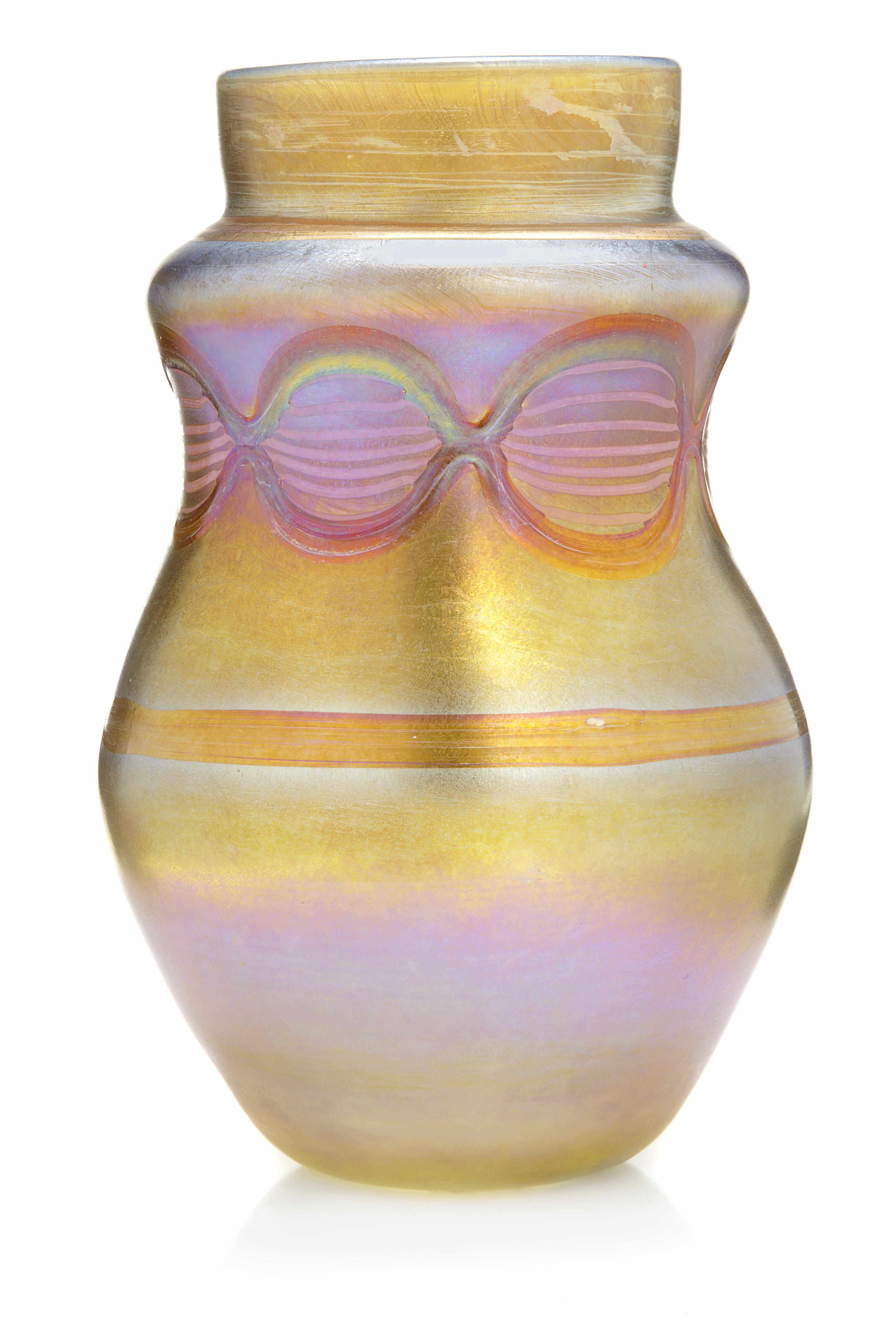 Appraisal: A Tiffany Studios decorated Favrile glass special order vase early