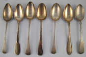 Appraisal: Seven various silver tablespoons Wt gm