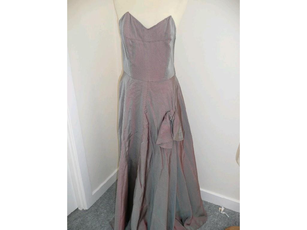 Appraisal: A 's evening gown in a shot grey with a