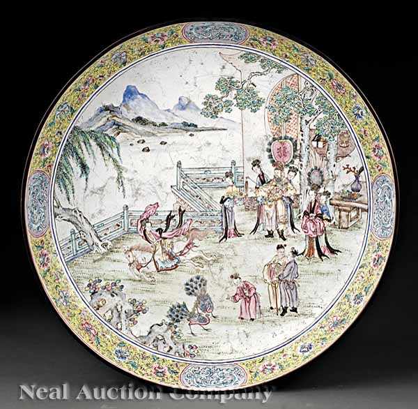 Appraisal: A Fine Chinese Famille Rose Canton Enamel Charger probably Qianlong