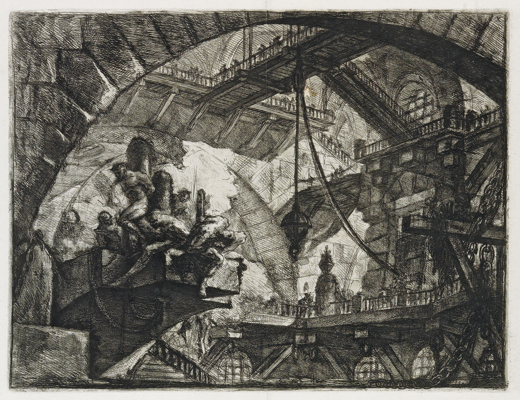 Appraisal: GIOVANNI B PIRANESI Prisoners on a Projecting Platform Etching engraving