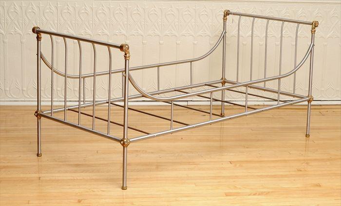 Appraisal: Directoire-Style Steel and Brass Bed x in