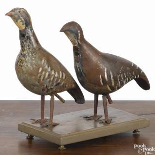 Appraisal: Two English painted tin partridge decoys late th c ''