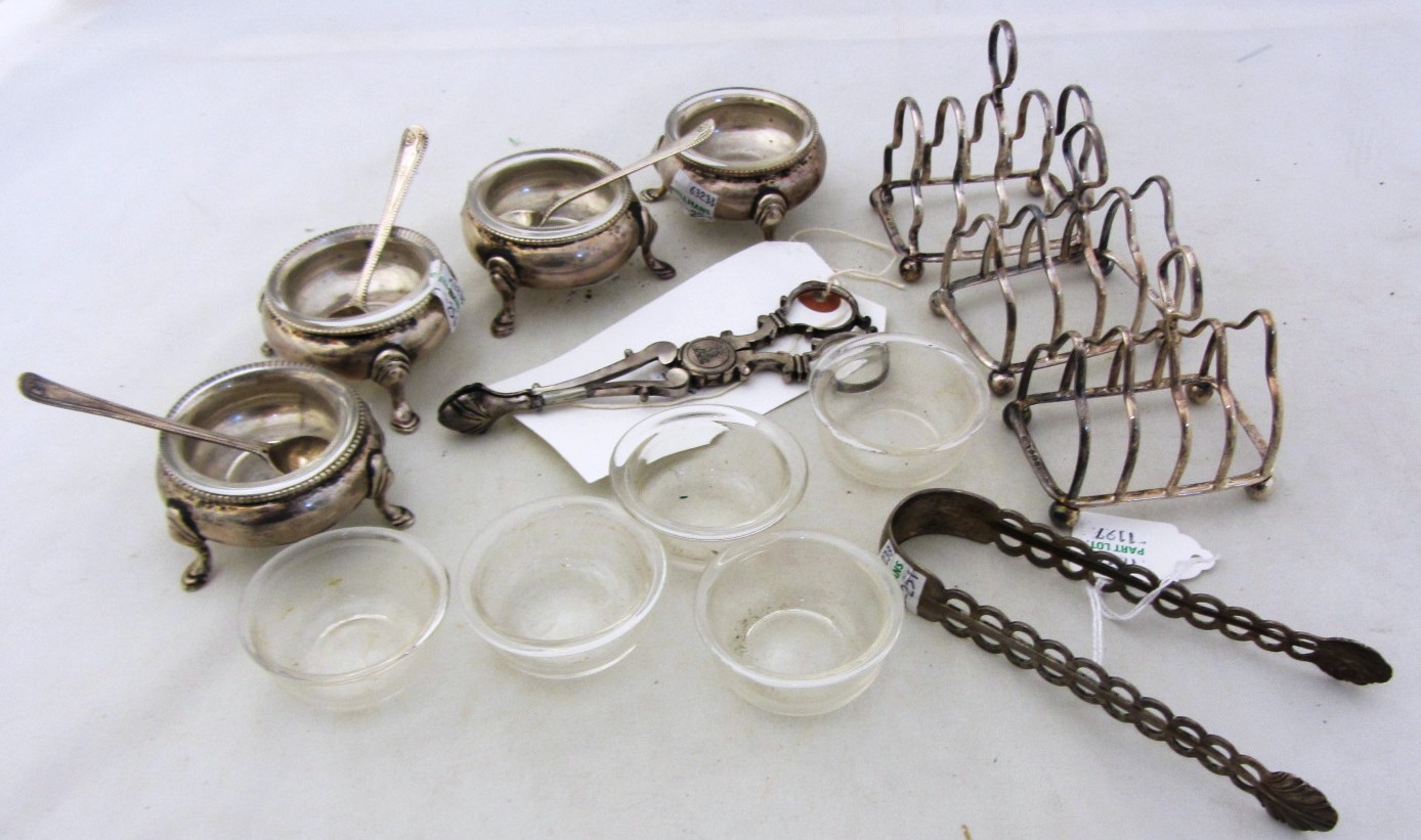 Appraisal: A set of four Victorian silver circular salts each raised