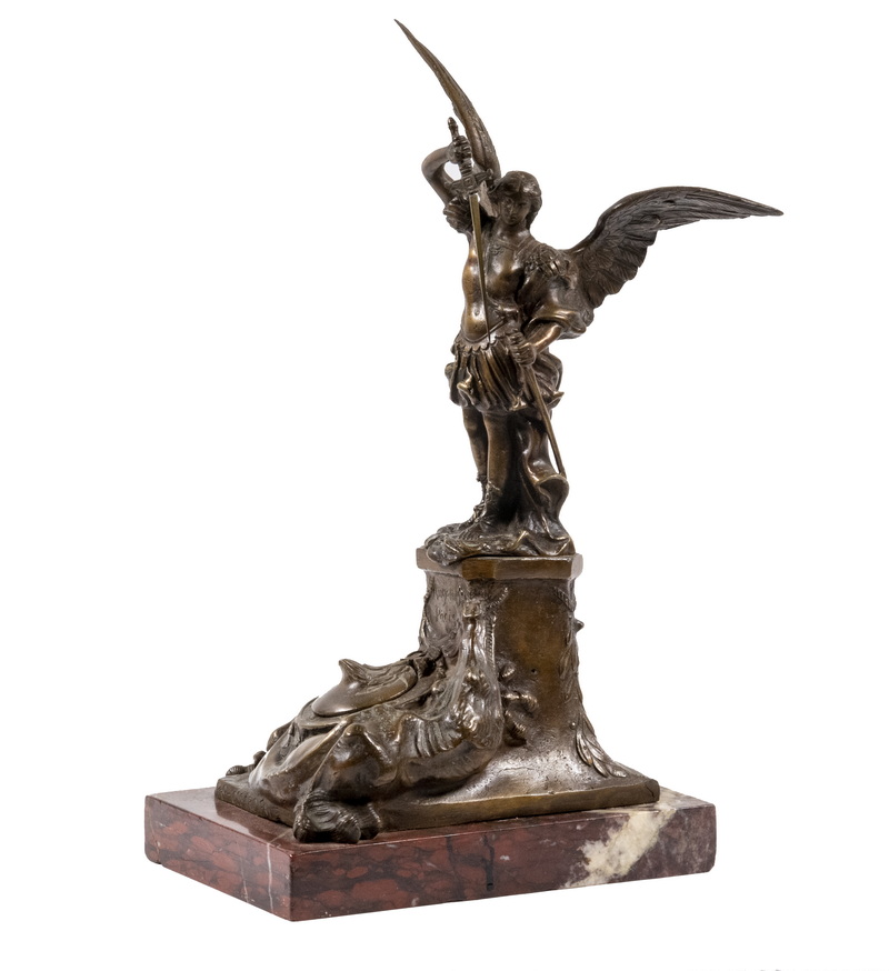 Appraisal: ARTE SALVADORI ROMA FOUNDRY MODEL OF SAINT MICHAEL SLAYING THE