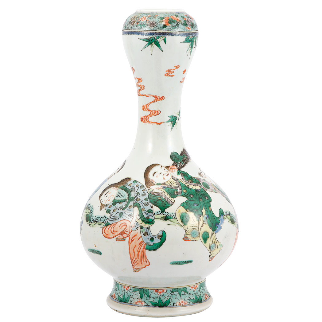 Appraisal: Chinese Famille Verte Glazed Porcelain Vase th Century The ovoid