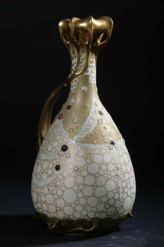 Appraisal: TURN-TEPLITZ ART NOUVEAU ENAMELLED PORCELAIN VASE Circa Riessner Stellmacher Kessel