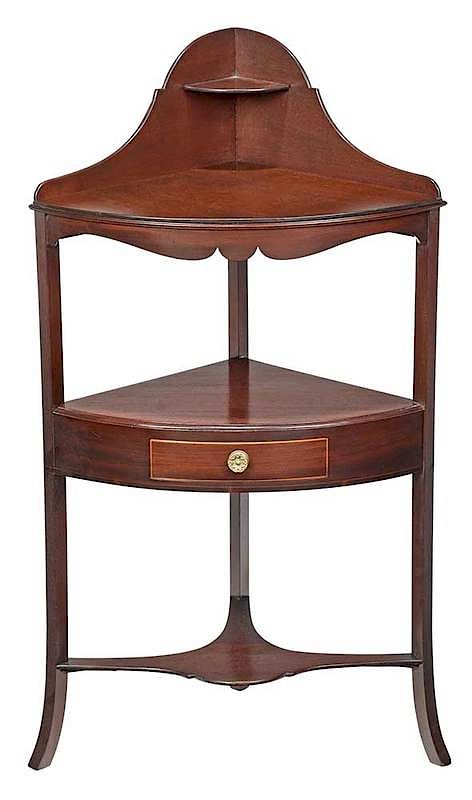 Appraisal: Southern Federal Mahogany Corner Basin Stand probably Charleston late th