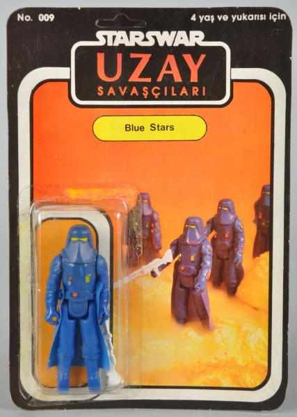 Appraisal: Star Wars Uzay Blue Stars Carded Figure Description Hard-to-find Turkish