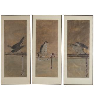 Appraisal: East Asian School triptych painting East Asian School triptych painting