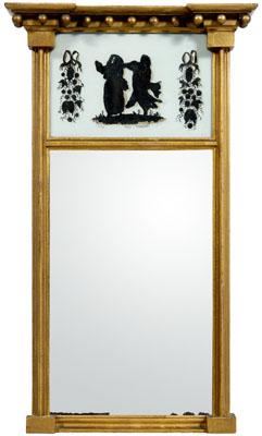 Appraisal: Federal gilt wood and eglomis mirror top plate with two