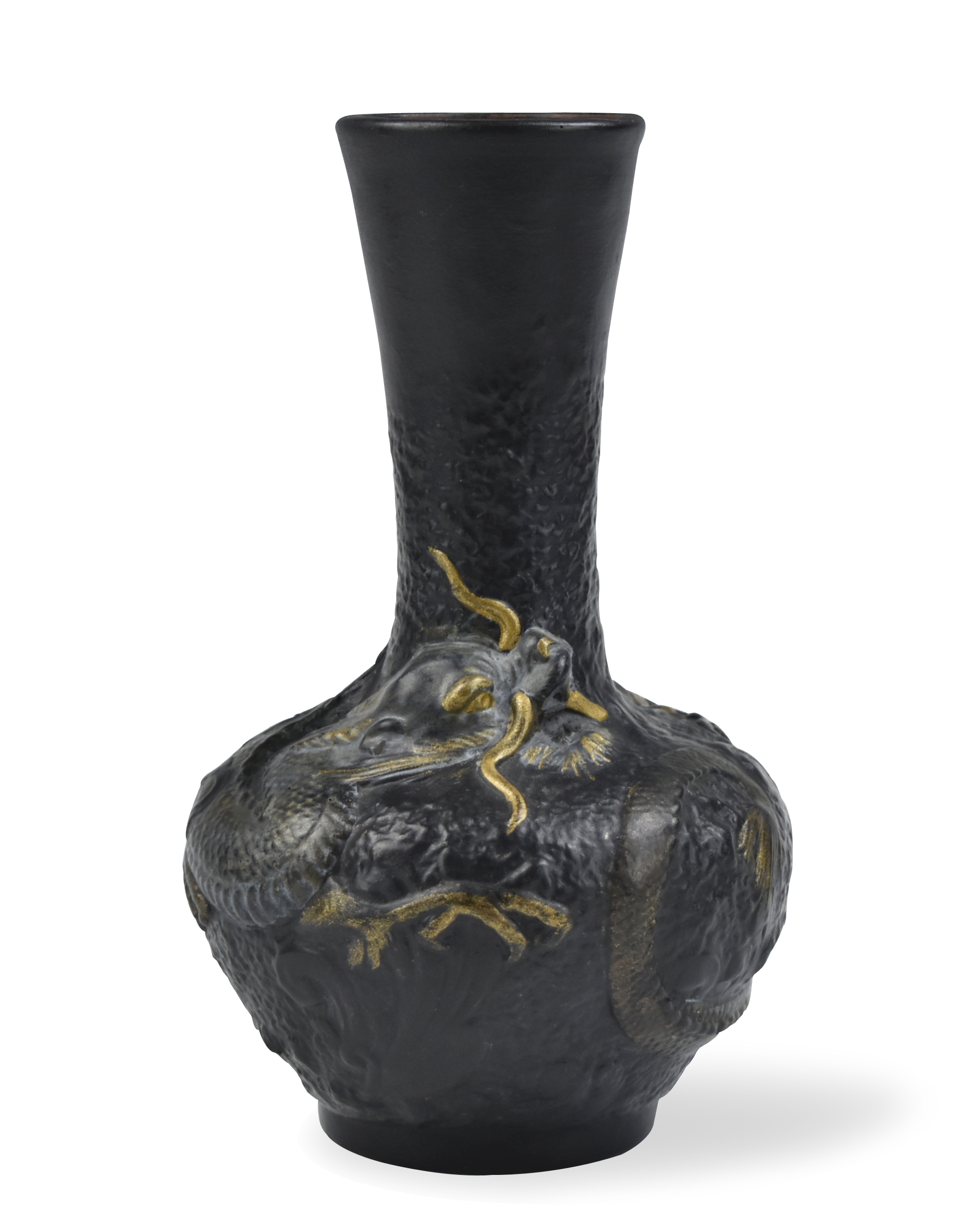 Appraisal: A England dark pottery vase of globular form with a