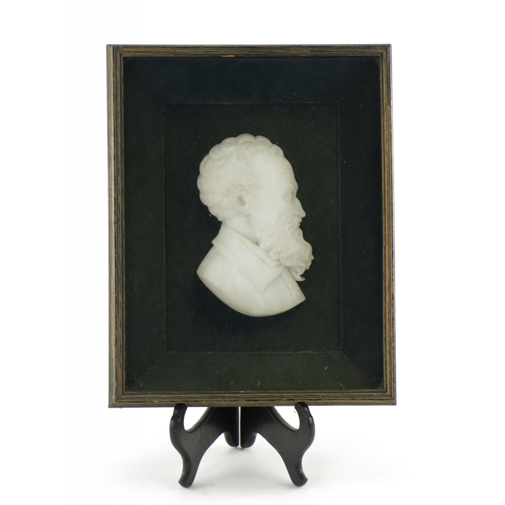 Appraisal: Antique Marble Silhouette of a Bearded Man unsigned mounted in