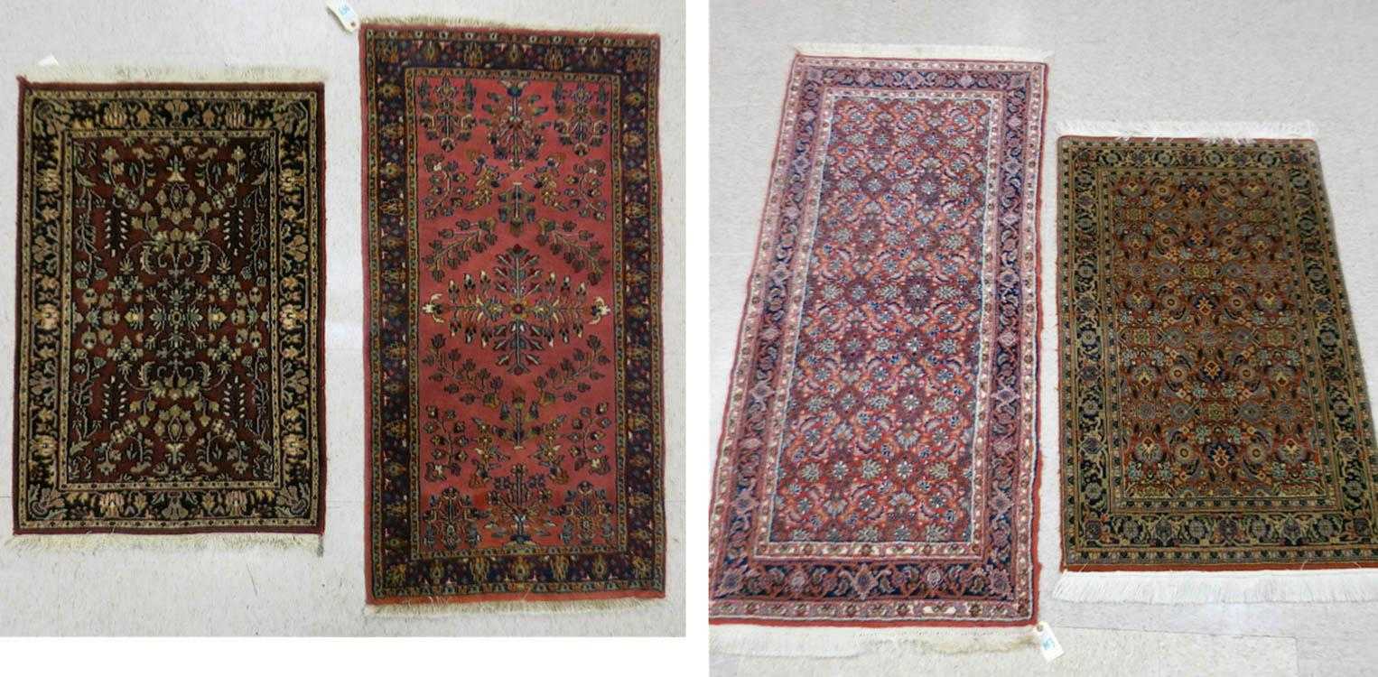 Appraisal: FOUR HAND KNOTTED ORIENTAL AREA RUGS all Indo-Persians sizes '