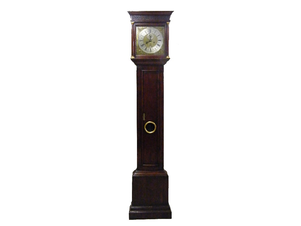 Appraisal: Good oak eight day longcase clock the square brass dial