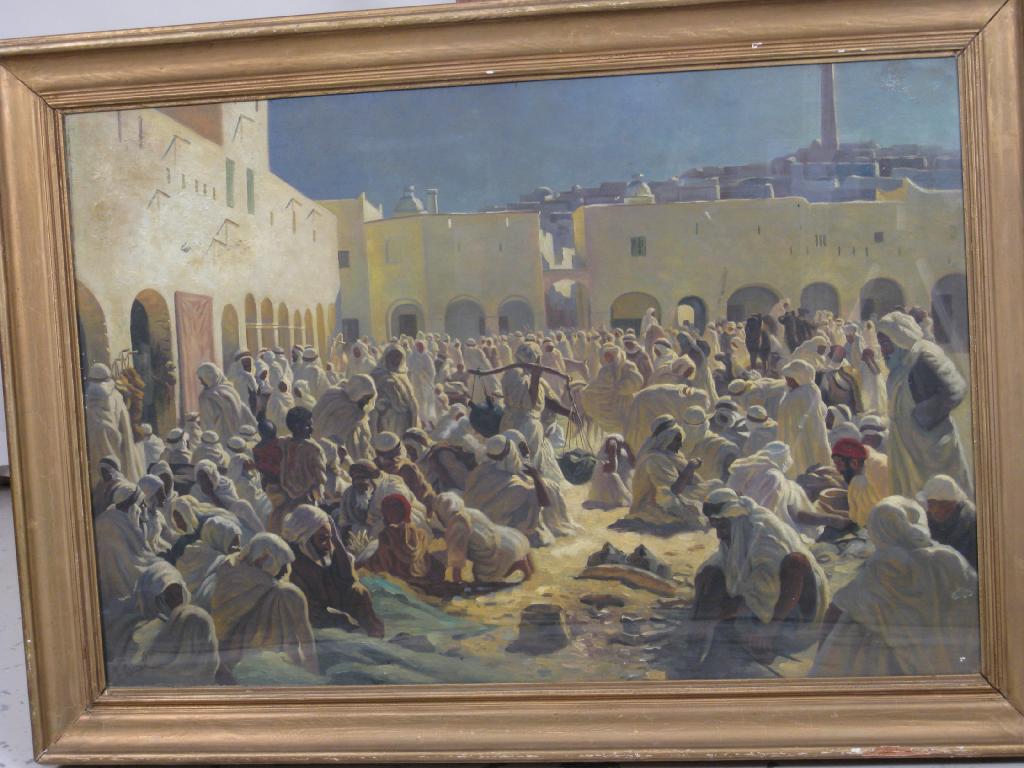 Appraisal: CONTINENTAL SCHOOL TH CENTURY A Market Square North Africa bears