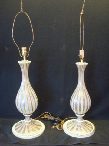 Appraisal: Pair of Murano Lamps Possibly Venini Dimensions high Estimate -