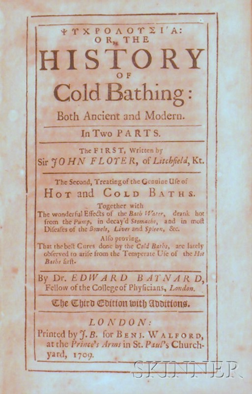 Appraisal: Medicine Baynard Dr Edward History of Cold Bathing London third