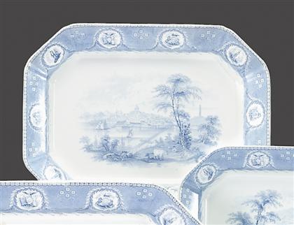 Appraisal: Historical light blue transferware platter mellor venables co burslem Of