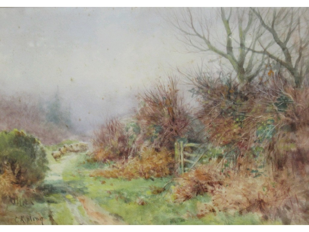 Appraisal: C KIPLING FARMYARD and COUNTRY LANE Pair of watercolours both