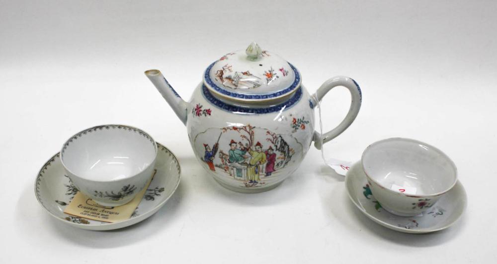 Appraisal: FIVE ARTICLES OF CHINESE EXPORT PORCELAINS each hand painted including