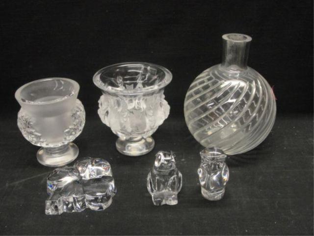 Appraisal: Six Pieces of Crystal Two Lalique bowls Baccarat vase shamrock