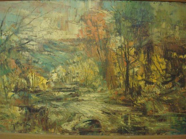 Appraisal: SOBOSSEK Stanley O C Autumn Trees over Stream Signed lower