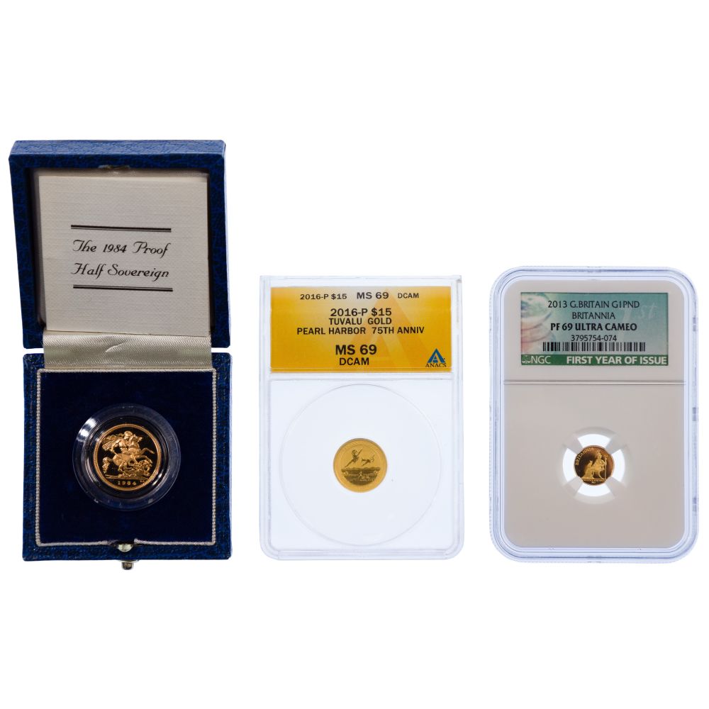 Appraisal: WORLD GOLD COIN ASSORTMENT coins including a Half Sovereign in