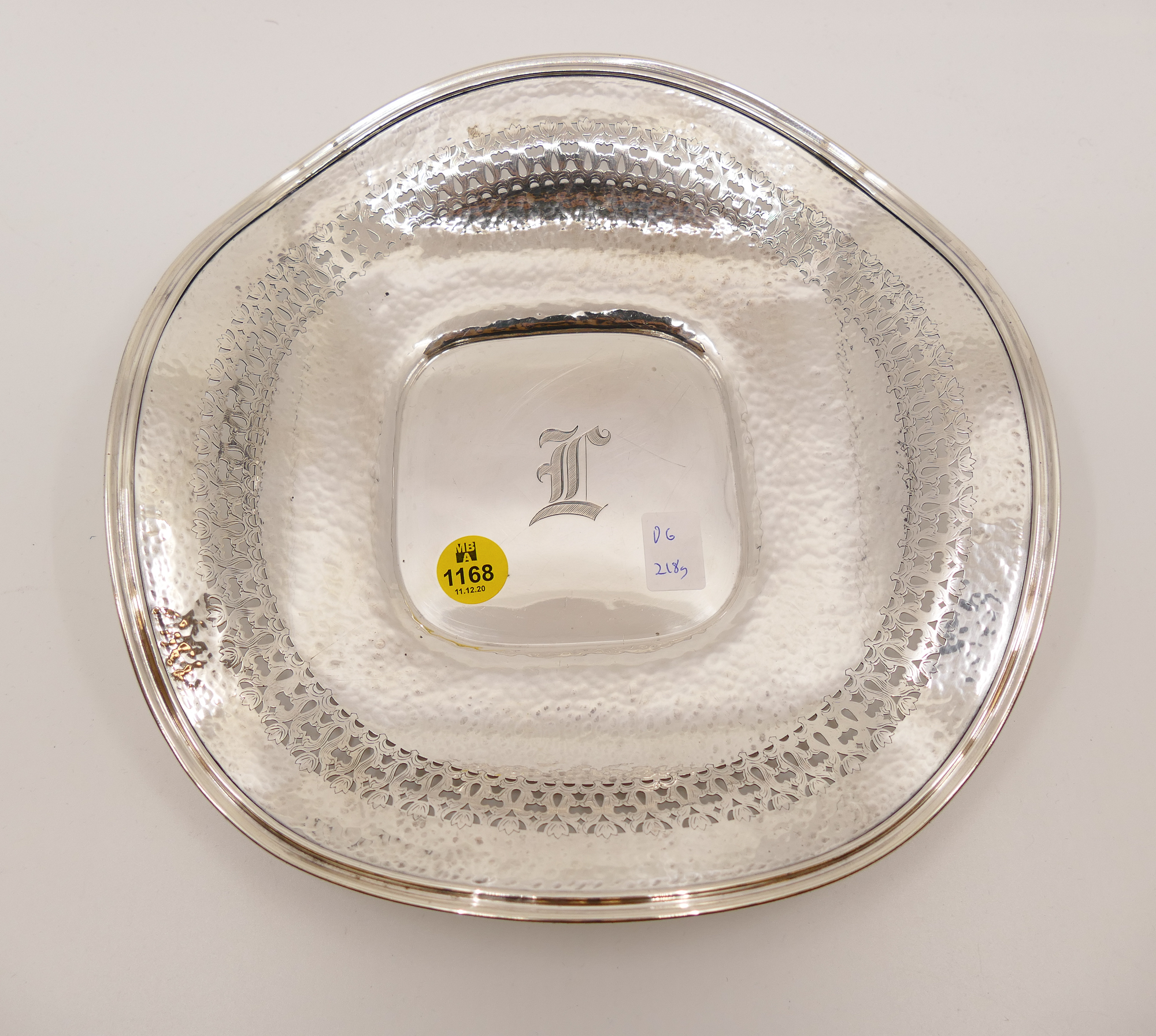 Appraisal: Hammered Sterling Pierced Tray- ''- g