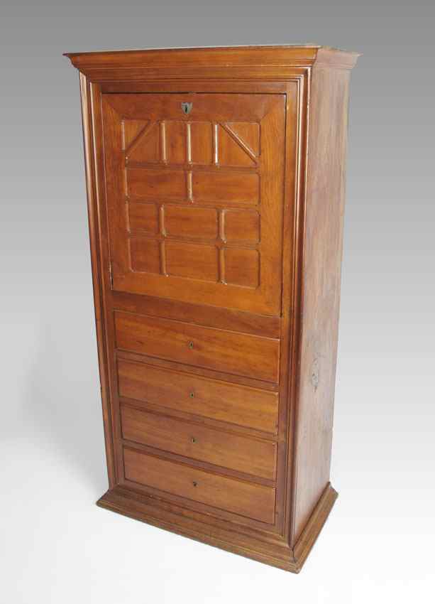 Appraisal: PINE SECRETAIRE ABATTANT Front door panel with applied geometric decoration